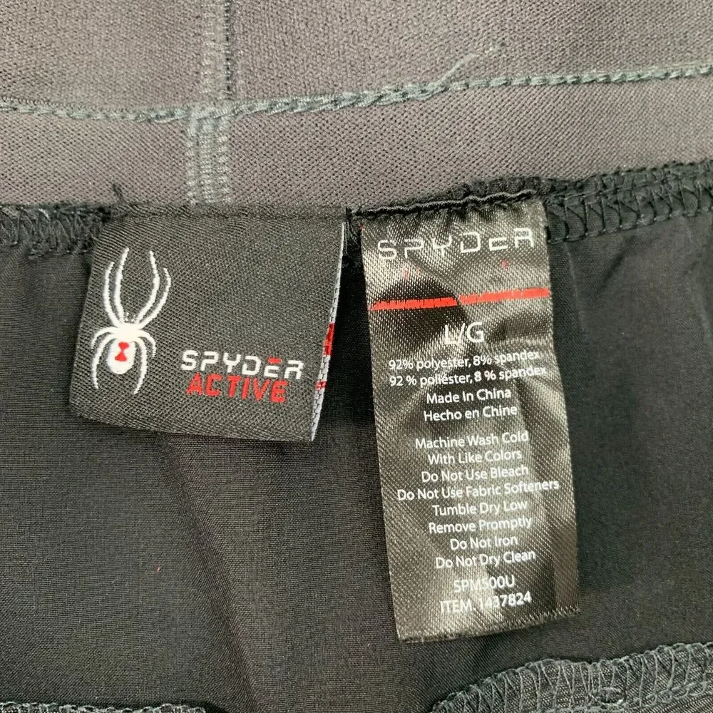 Spyder Active Shorts Mens L Large Charcoal Drawstring Pull On Stretch Workout